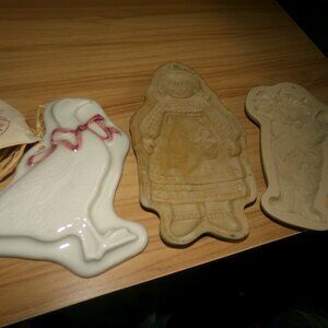 3 vintage cookie molds. brown bag & hardstone.